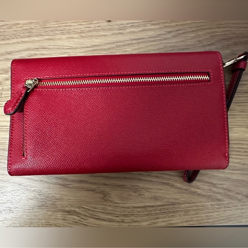 Coach Red Scarlet Leather Clutch Wristlet - Picture 2 of 3